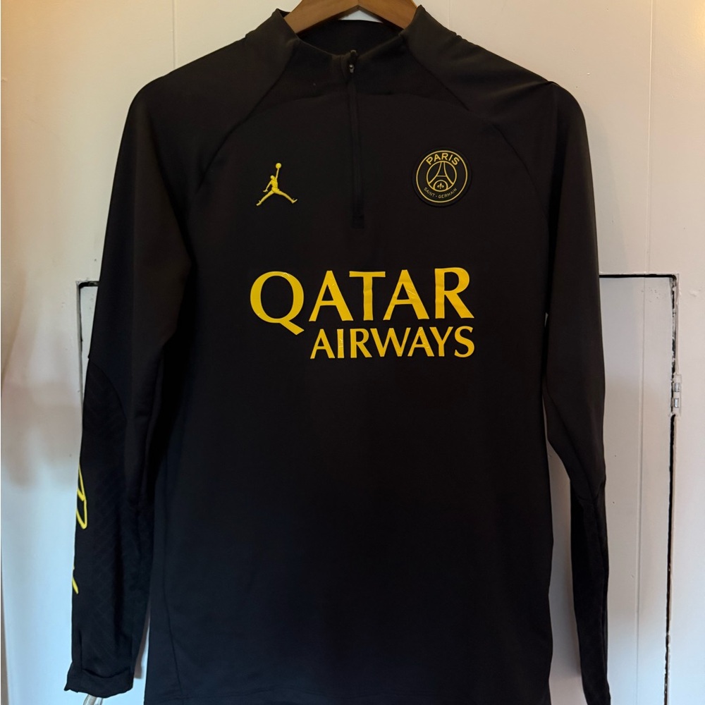 Jordan Paris St. Germain Black and Yellow Long Sleeve Practice Shirt